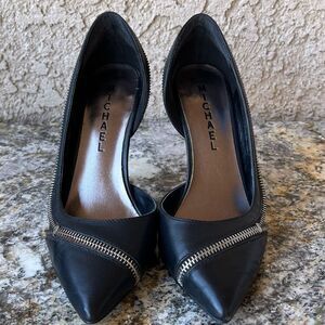 Michael Skylar Black Leather Zipper Heels - Women’s Size 6.5 - Pre-Owned